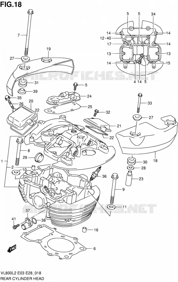 ACHTER CILINDERKOP (VL800TL2 E28) Suzuki MOTO 800 VOLUSIA 2012  VL800 L2/VL800T L2/VL800C L2