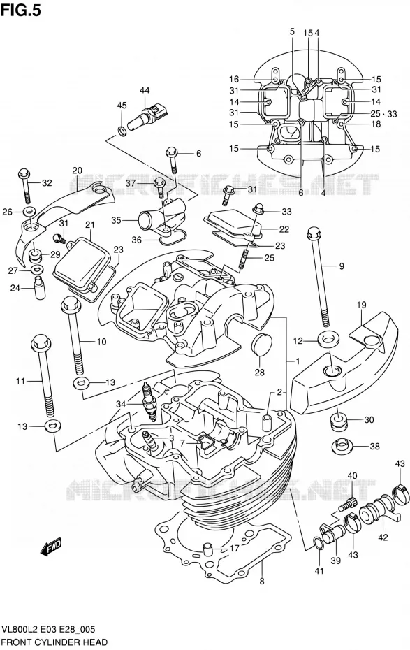 FRONT CILINDERKOP (VL800CL2 E03) Suzuki MOTO 800 VOLUSIA 2012  VL800 L2/VL800T L2/VL800C L2