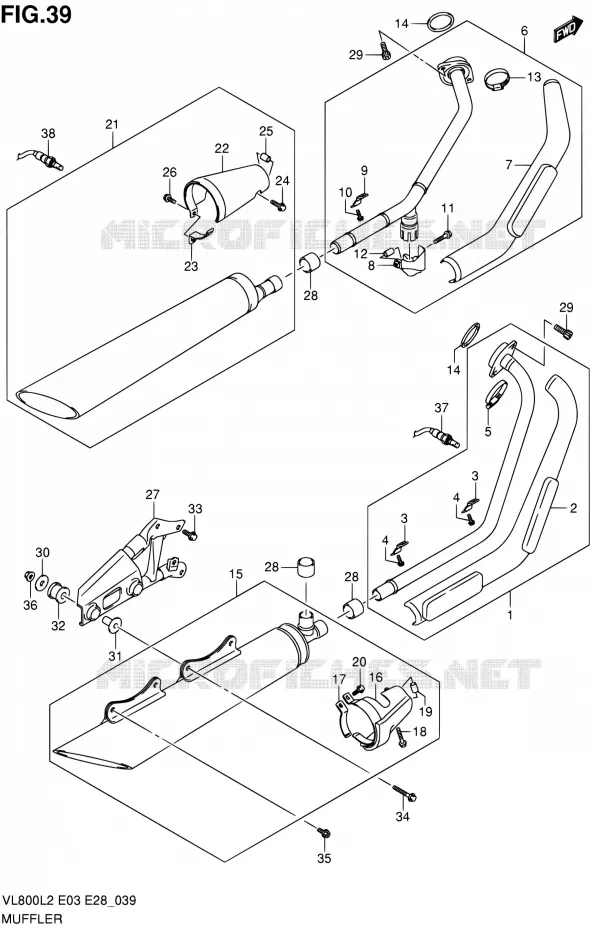 GELUIDDEMPER (VL800L2 E33) Suzuki MOTO 800 VOLUSIA 2012  VL800 L2/VL800T L2/VL800C L2