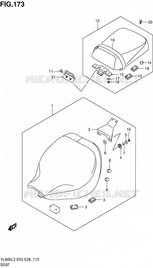 SEAT (VL800L2 E28) Suzuki MOTO 800 VOLUSIA 2012  VL800 L2/VL800T L2/VL800C L2