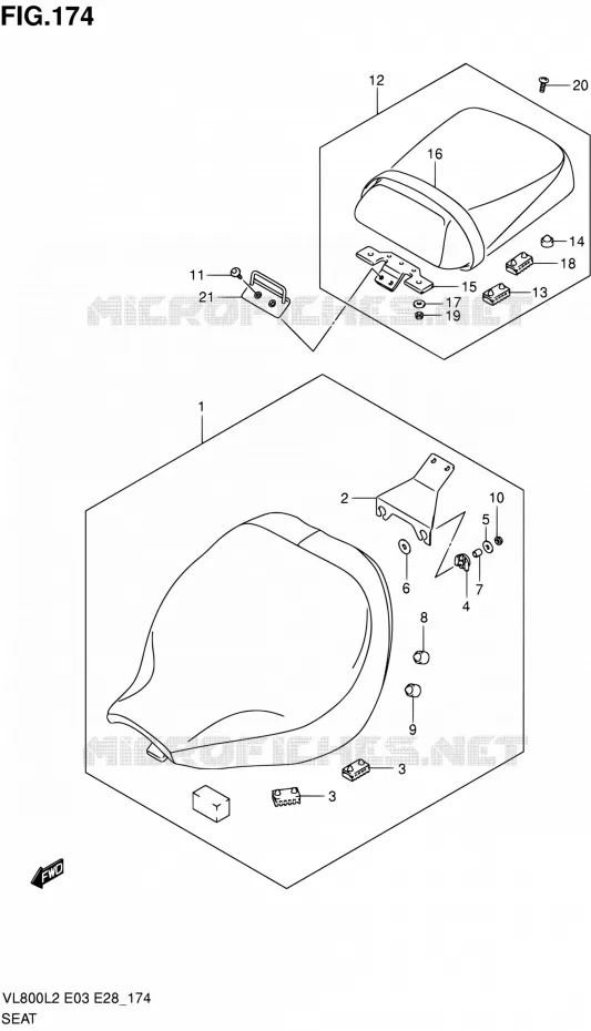 SEAT (VL800L2 E33) Suzuki MOTO 800 VOLUSIA 2012  VL800 L2/VL800T L2/VL800C L2