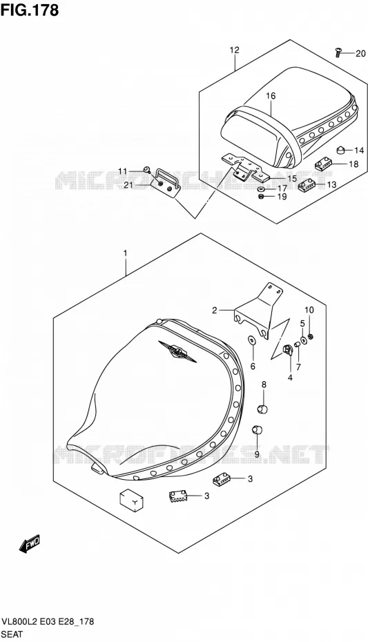 SEAT (VL800TL2 E03) Suzuki MOTO 800 VOLUSIA 2012  VL800 L2/VL800T L2/VL800C L2
