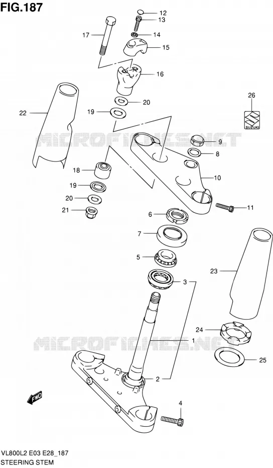 STUURKOLOM (VL800CL2 E33) Suzuki MOTO 800 VOLUSIA 2012  VL800 L2/VL800T L2/VL800C L2
