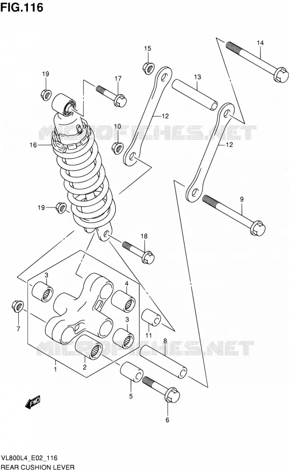 SCHOKBREKER AANEENSCHAKELING (VL800CUEL4 E19) Suzuki MOTO 800 INTRUDER 2014  VL800 L4/VL800T L4 (E24)