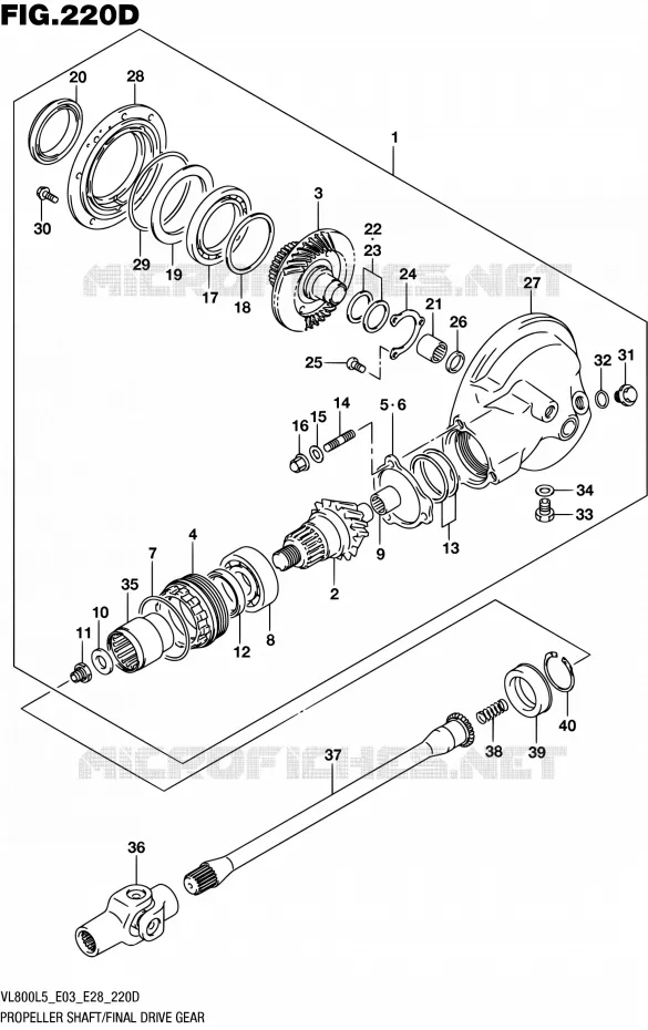 ACHTER AANDRIJFAS (VL800TL5 E28) Suzuki MOTO 800 BOULEVARD 2015  VL800 L5/VL800T L5 (E03,E28)