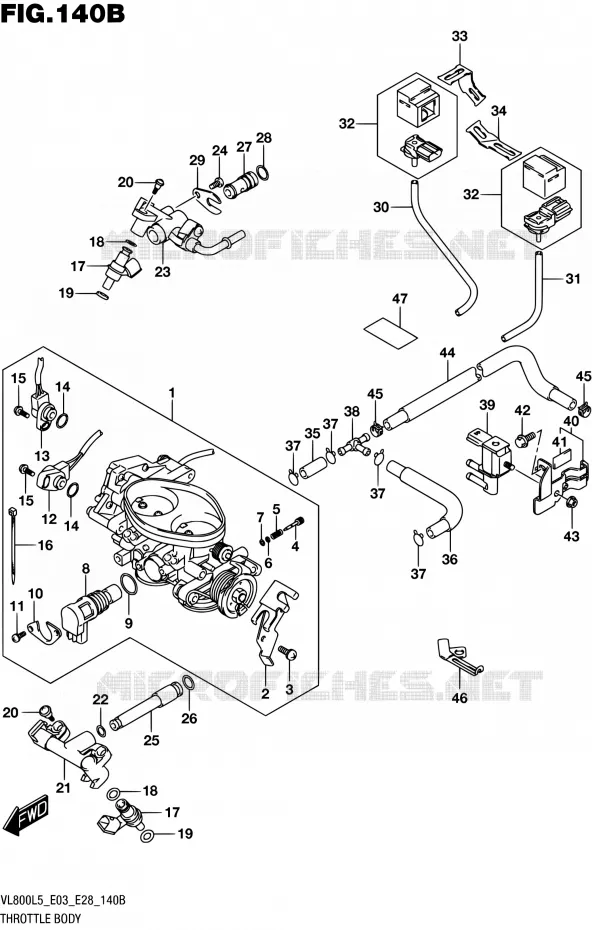 GASKLEPHUIS (VL800L5 E33) Suzuki MOTO 800 BOULEVARD 2015  VL800 L5/VL800T L5 (E03,E28)