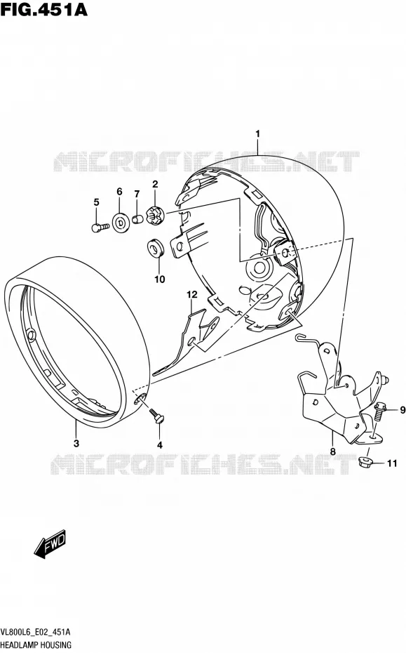 HEADLIGHT BOWL Suzuki MOTO 800 BOULEVARD 2016  VL800 L6 (E19)