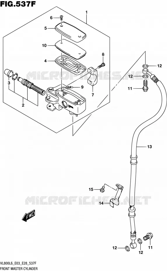 FRONT HOOFDREMCILINDER (VL800TL6 E33) Suzuki MOTO 800 BOULEVARD 2016  VL800 L6/VL800T L6 (E03,E28,E33)