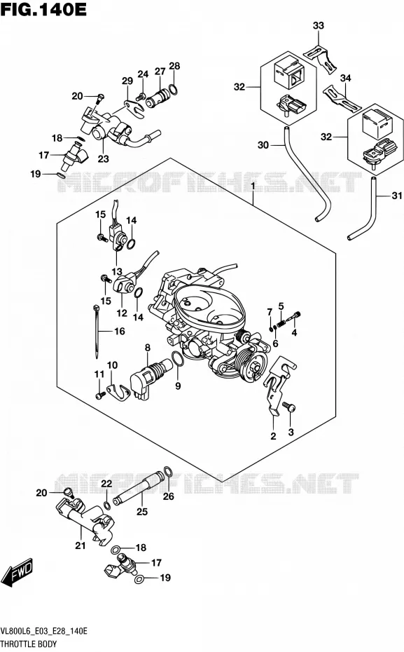 GASKLEPHUIS (VL800TL6 E28) Suzuki MOTO 800 BOULEVARD 2016  VL800 L6/VL800T L6 (E03,E28,E33)