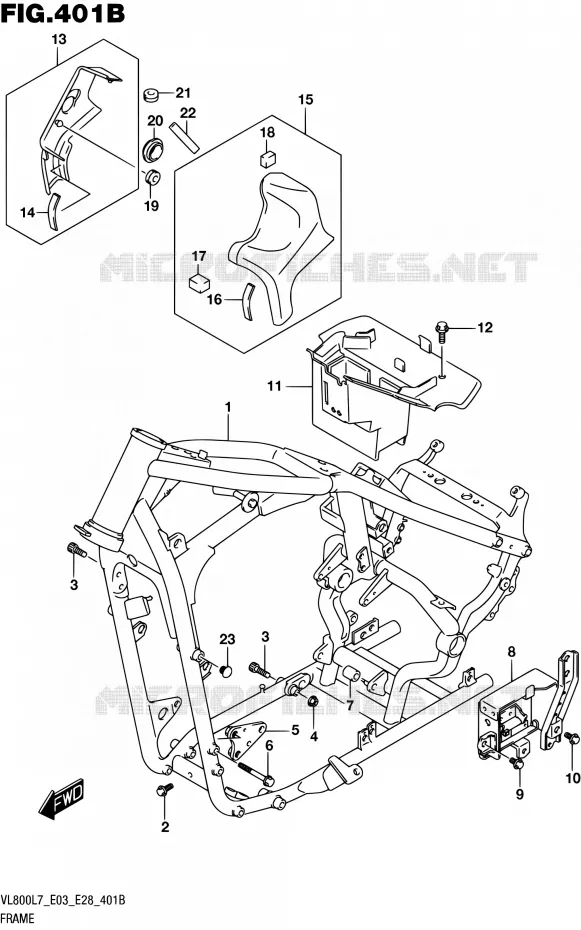 FRAME (VL800L7 E28) Suzuki MOTO 800 BOULEVARD 2017  VL800 L7/VL800T L7 (E03,E28,E33)