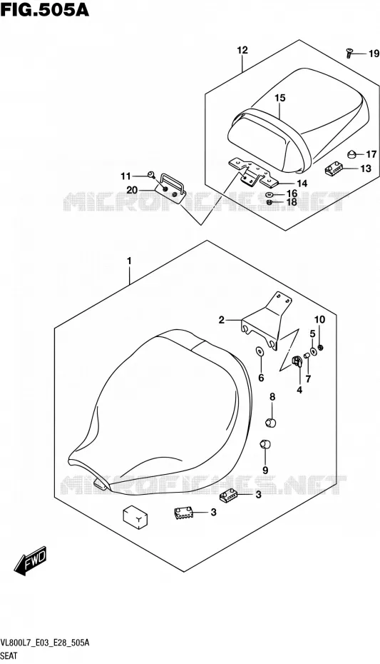 SEAT (VL800L7 E03) Suzuki MOTO 800 BOULEVARD 2017  VL800 L7/VL800T L7 (E03,E28,E33)