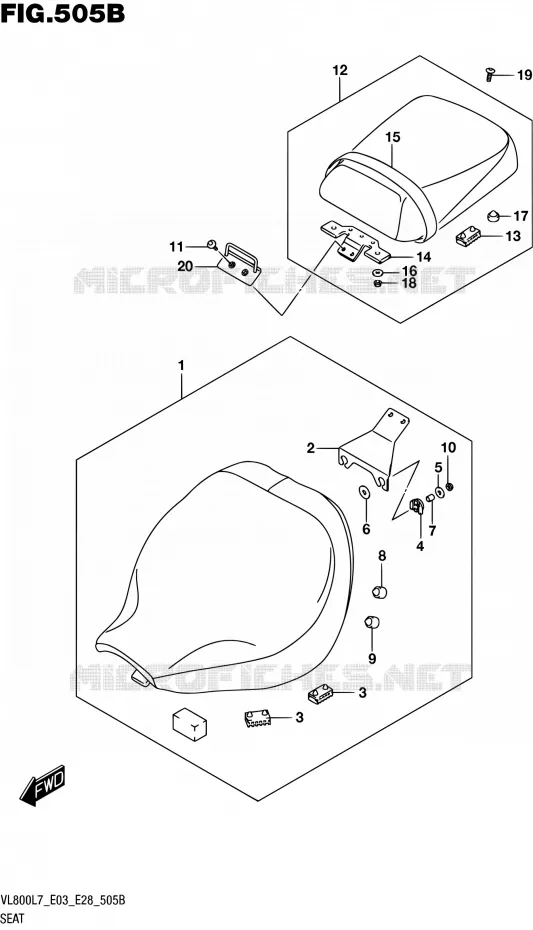 SEAT (VL800L7 E28) Suzuki MOTO 800 BOULEVARD 2017  VL800 L7/VL800T L7 (E03,E28,E33)