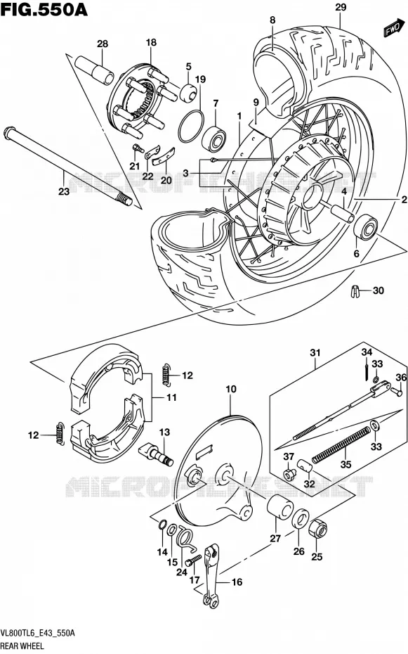 ACHTERWIEL Suzuki MOTO 800 BOULEVARD 2016  VL800T L6 (E43)