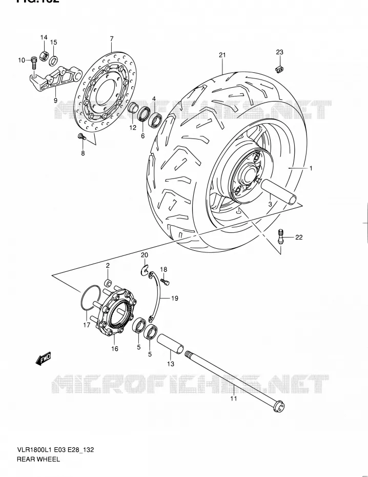 ACHTERWIEL (VLR1800TL1 E03) Suzuki MOTO 1800 INTRUDER 2011  VLR1800 L1/VLR1800T L1 (E03,E28,E33)