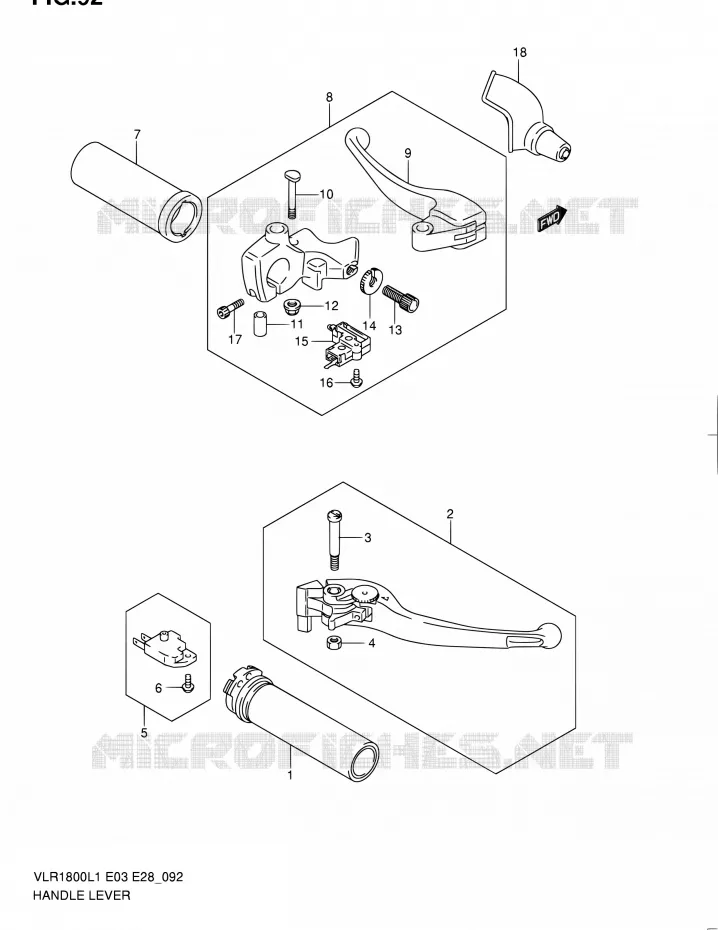HANDGRIPS - LEVERS Suzuki MOTO 1800 INTRUDER 2011  VLR1800 L1/VLR1800T L1 (E03,E28,E33)