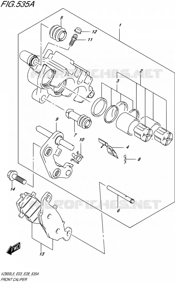 FRONT CALIPER Suzuki MOTO 800 MARAUDER 2015  VZ800 L5 (E03,E28,E33)