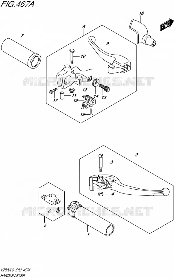 HANDGRIPS - LEVERS Suzuki MOTO 800 INTRUDER 2016  VZ800 L6 (E19)