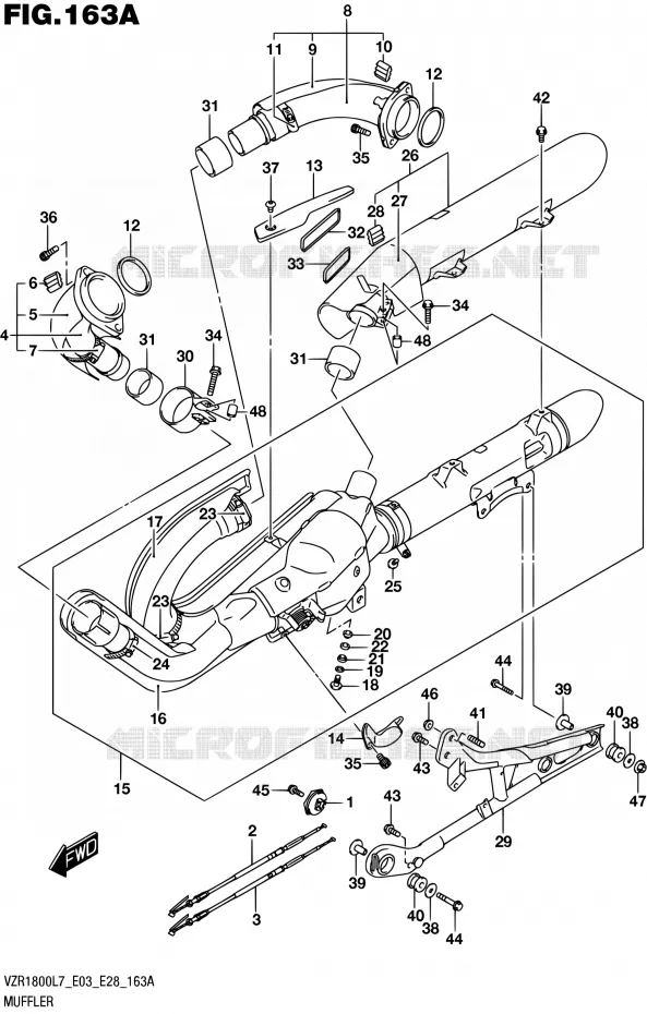 GELUIDDEMPER (VZR1800L7 E28) Suzuki MOTO 1800 BOULEVARD 2017  VZR1800 L7/VZR1800BZ L7 (E03,E28,E33)