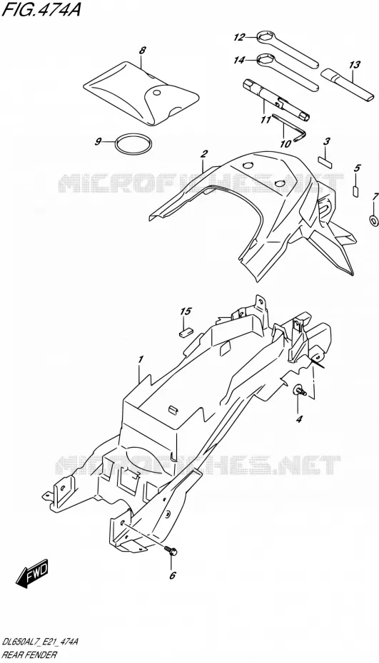ACHTERSPATBORD Suzuki MOTO 650 V-STROM 2017  DL650XAL7 E21