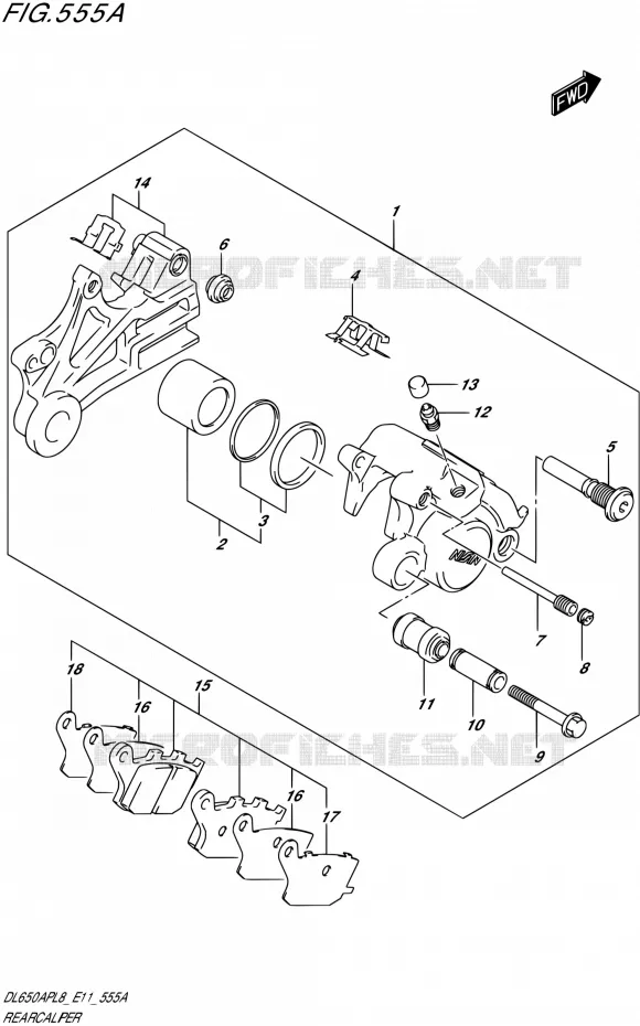 REAR CALIPER Suzuki MOTO 650 V-STROM 2018  DL650AP L8 (E11)