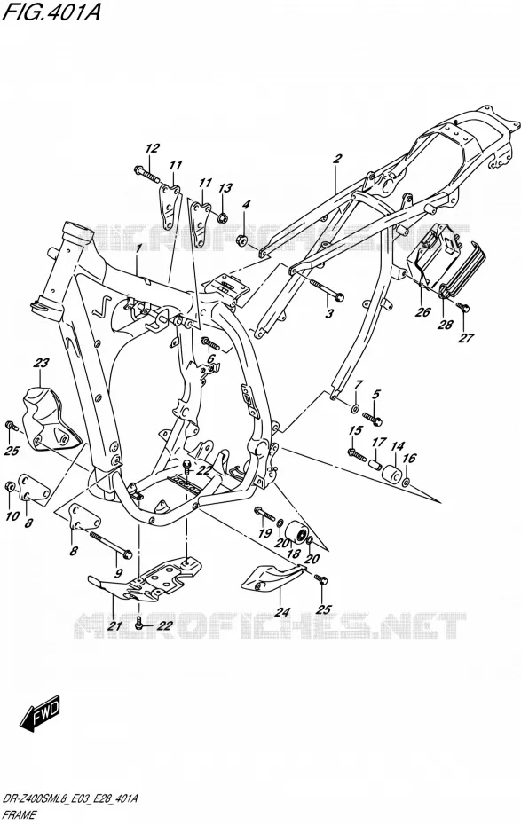 FRAME Suzuki MOTO 400 DR-ZSM 2018  DR-Z400SML8 (E03,E28,P33)
