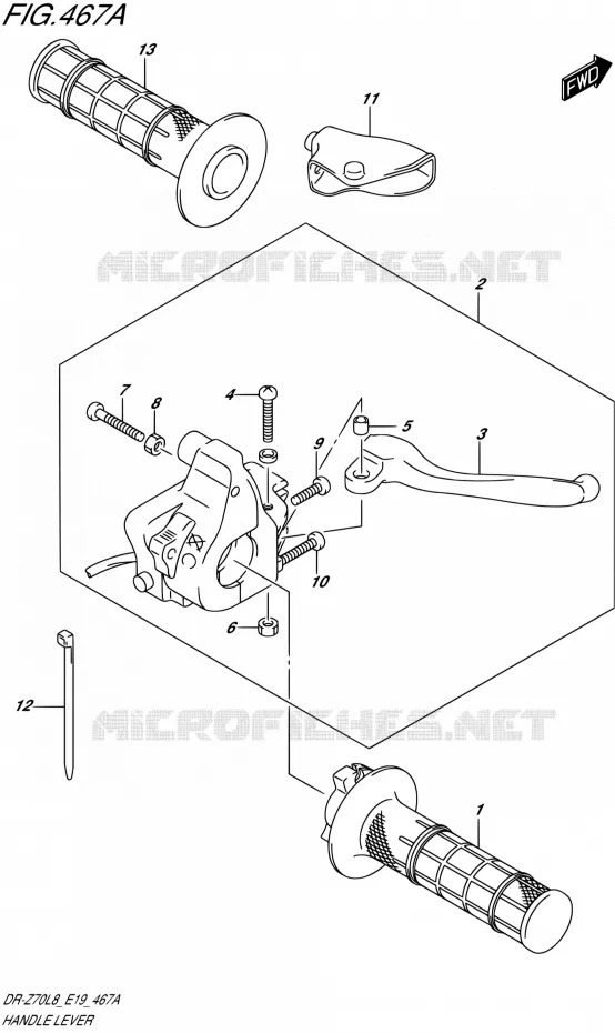 HANDGRIPS - LEVERS Suzuki MOTO 70 DR-Z 2018  DR-Z70L8 E19