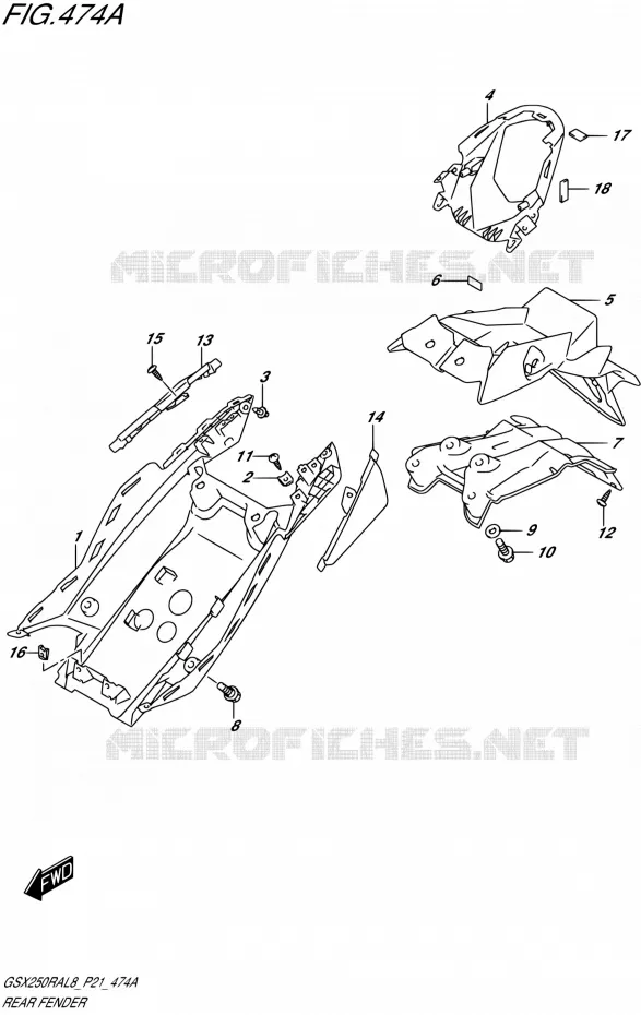 ACHTERSPATBORD Suzuki MOTO 250 GSX-R 2018  GSX250RA L8/GSX250RZA L8 P21