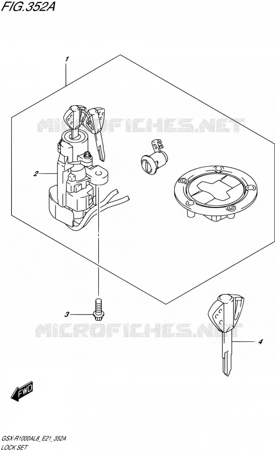 LOCK SET Suzuki MOTO 1000 GSX-R 2018  GSX-R1000RZAL8 / GSX-R1000RAL8 E21