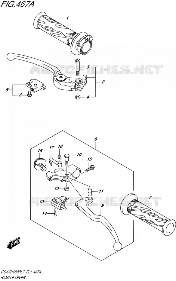 HANDGRIPS - LEVERS Suzuki MOTO 1000 GSX-R 2017  GSX-R1000RL7 / GSX-R1000RZL7 E21