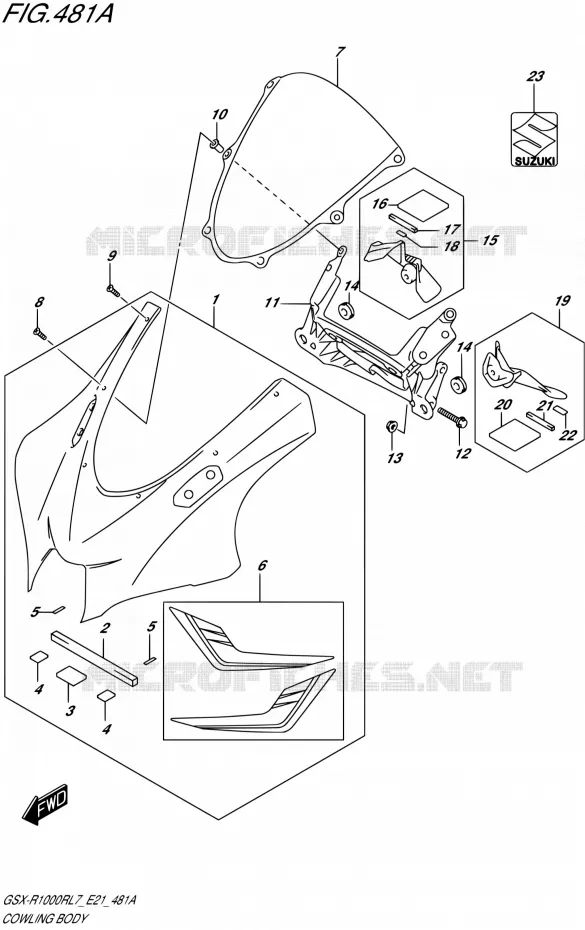 KUIP - ETIKETTEN CHASSIS (GSX-R1000RL7 E21) Suzuki MOTO 1000 GSX-R 2017  GSX-R1000RL7 / GSX-R1000RZL7 E21