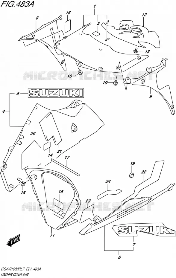 ONDERAANKLEDINGUR (GSX-R1000RL7 E21) Suzuki MOTO 1000 GSX-R 2017  GSX-R1000RL7 / GSX-R1000RZL7 E21