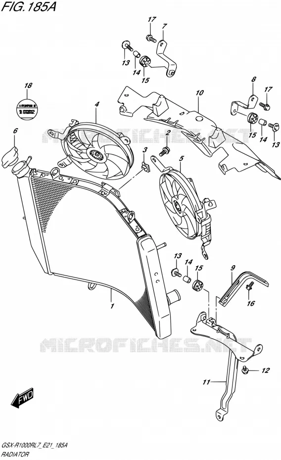 RADIATOR Suzuki MOTO 1000 GSX-R 2017  GSX-R1000RL7 / GSX-R1000RZL7 E21