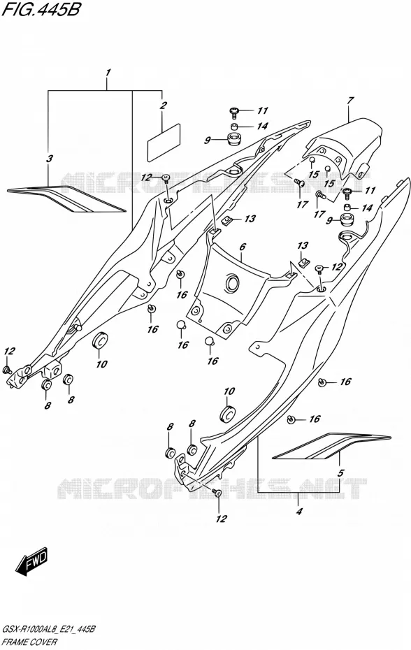ACHTER KUIPIS (GSX-R1000AL8 E21) (FOR YSF) Suzuki MOTO 1000 GSX-R 2018  GSX-R1000AL8 E21
