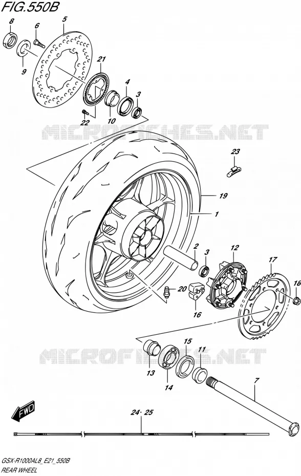 ACHTERWIELSX-R1000AL8 E21) (FOR YKV,YSF) Suzuki MOTO 1000 GSX-R 2018  GSX-R1000AL8 E21