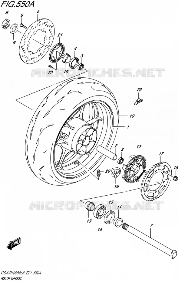 ACHTERWIELSX-R1000AL8 E21) (FOR YWW) Suzuki MOTO 1000 GSX-R 2018  GSX-R1000AL8 E21