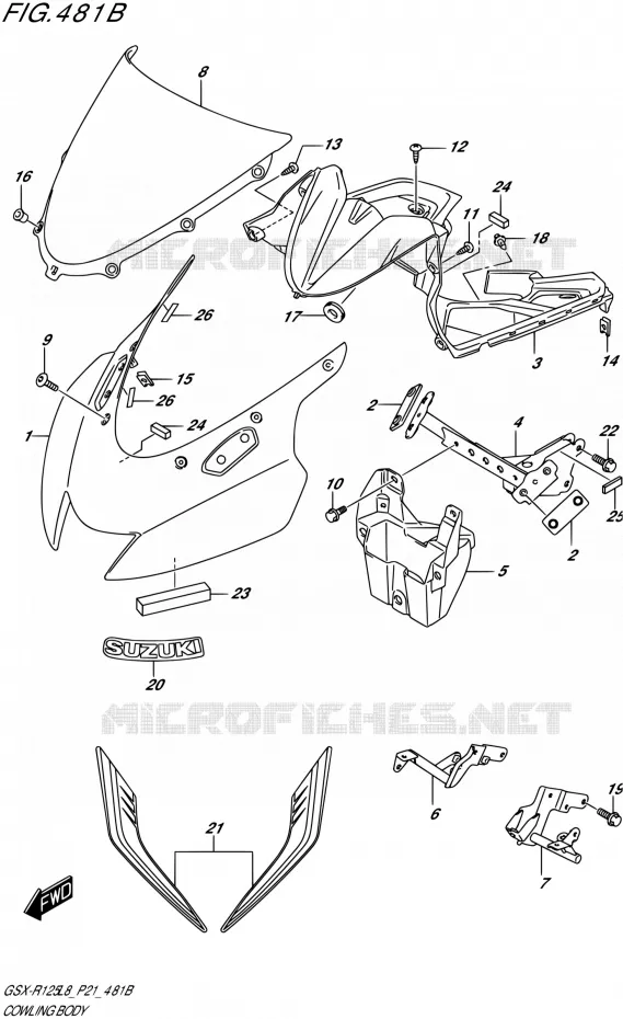 KUIP - ETIKETTEN CHASSIS (GSX-R125RLX) Suzuki MOTO 125 GSX-R 2018  GSX-R125L8 P21