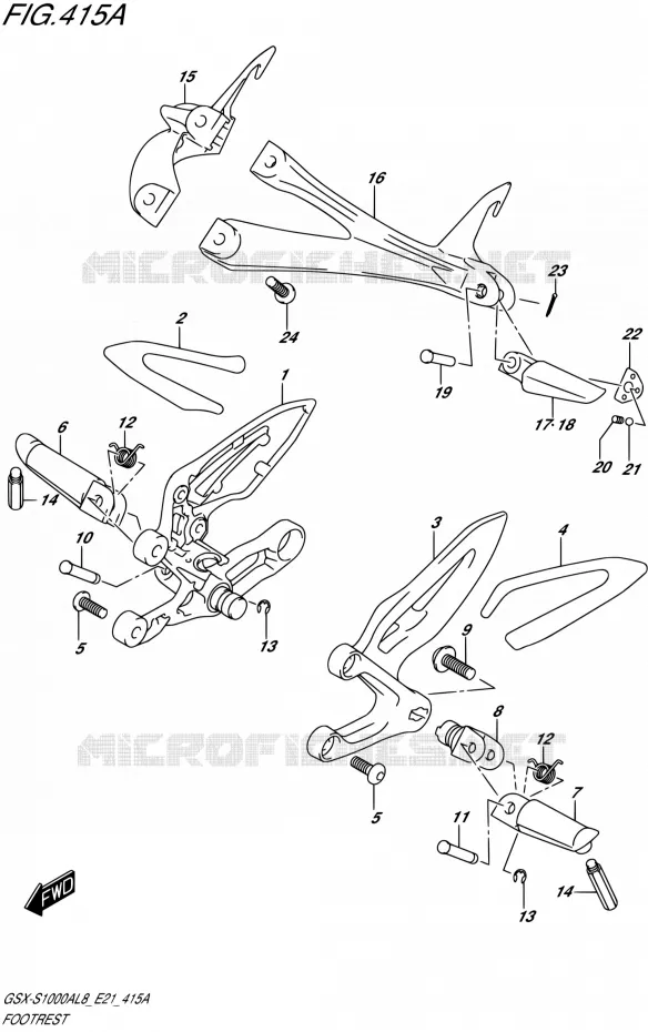 FOOTREST Suzuki MOTO 1000 GSX-S 2018  GSX-S1000AL8 / GSX-S1000ZAL8 / GSX-S1000YAL8 E21