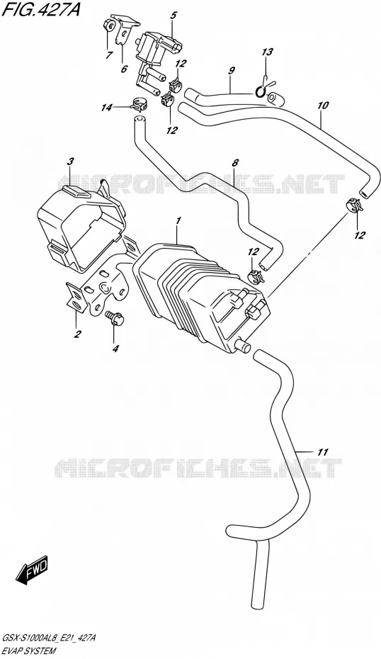 FUEL EVAP SYSTEM Suzuki MOTO 1000 GSX-S 2018  GSX-S1000AL8 / GSX-S1000ZAL8 / GSX-S1000YAL8 E21