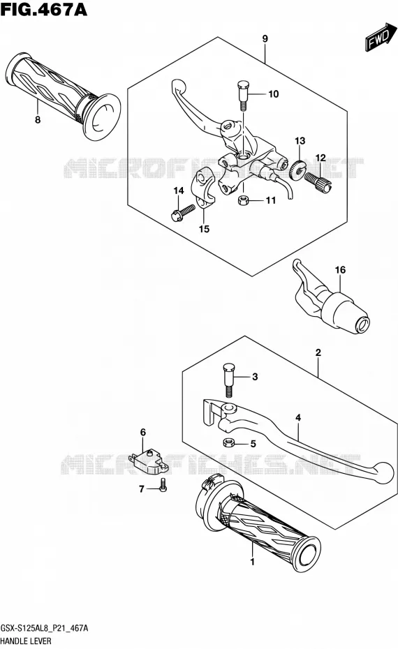 HANDGRIPS - LEVERS Suzuki MOTO 125 GSX-S 2018  GSX-S125L8 P21