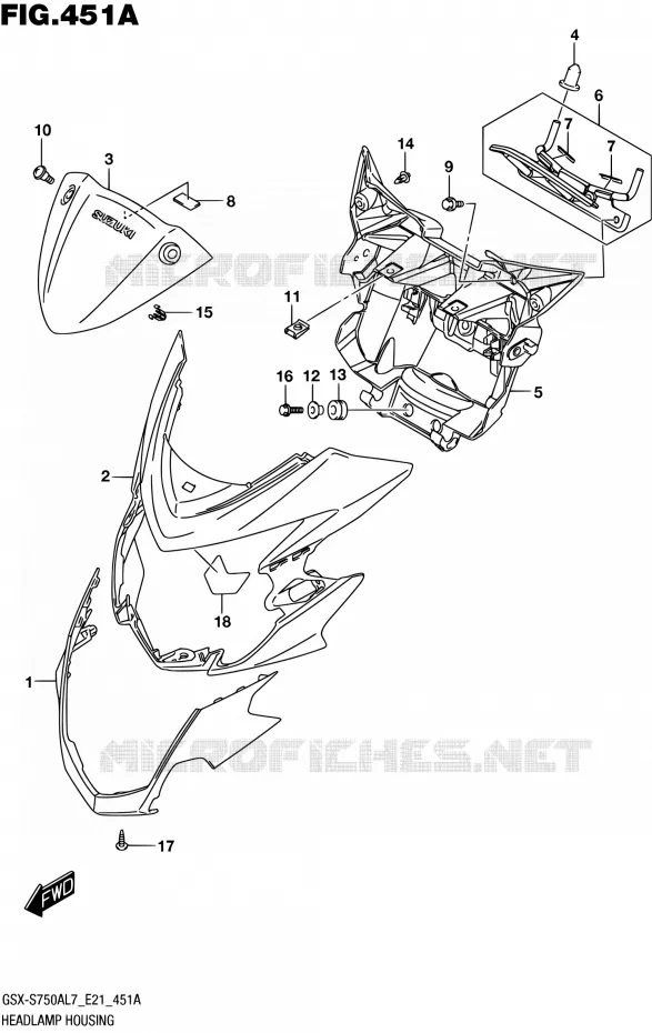 HEADLIGHT BOWL Suzuki MOTO 750 GSX-S 2017  GSX-S750AL7 E21