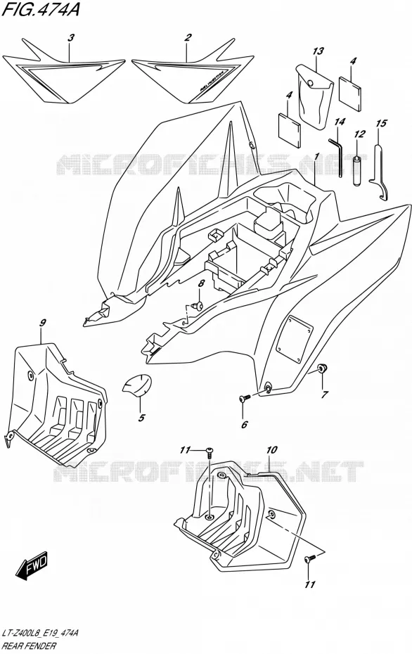 ACHTERSPATBORD Suzuki QUAD 400 QUADSPORT 2018  LT-Z400L8 E19