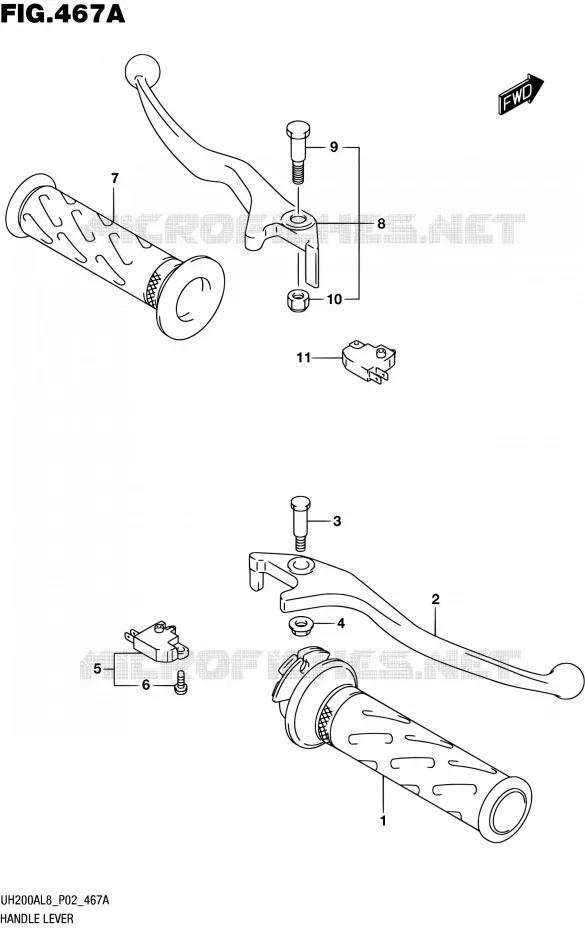 HANDGRIPS - LEVERS Suzuki SCOOTER 200 BURGMAN 2018  UH200AL8 P02