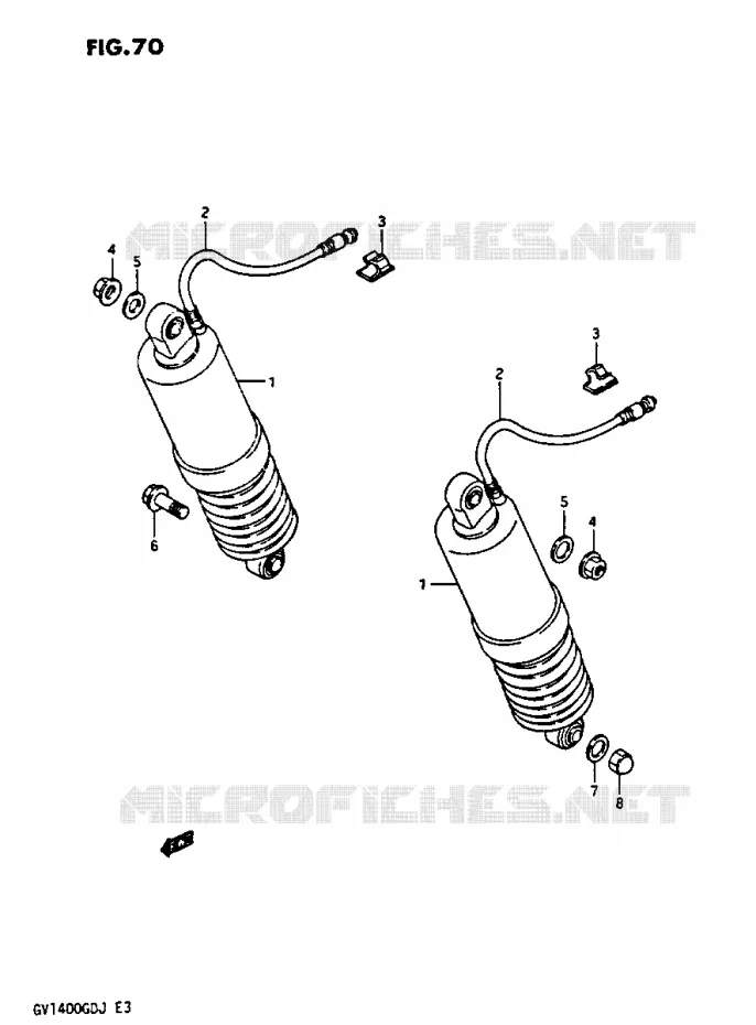ACHTER SCHOKDEMPER GV1400GDG/GCG/MODELE H/J Suzuki MOTO 1400 CAVALCADE 1986  GV1400GTG(G/H/J)