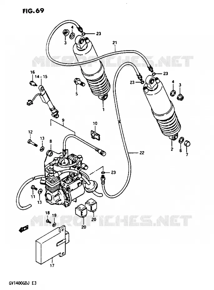 ACHTER SCHOKDEMPER GV1400GDG/GCG/MODELE H/J Suzuki MOTO 1400 CAVALCADE 1986  GV1400GTG(G/H/J)