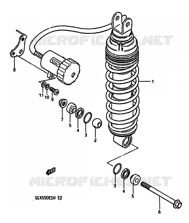 ACHTER SCHOKDEMPER Suzuki MOTO 550 GSX-E 1987  GSX550ESH(F/G/H)