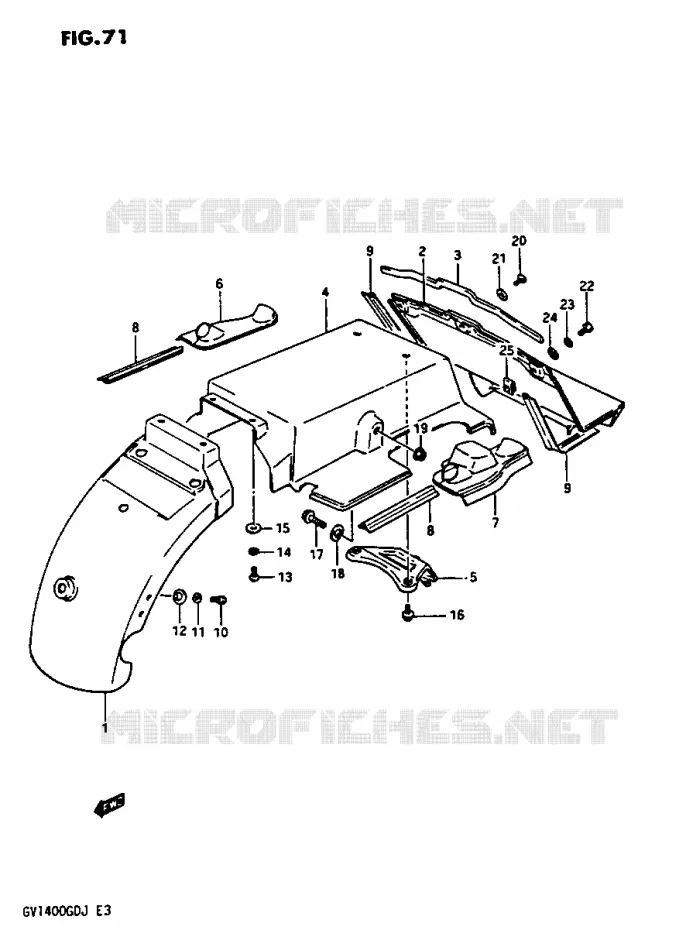 ACHTERSPATBORD Suzuki MOTO 1400 CAVALCADE 1986  GV1400GTG(G/H/J)
