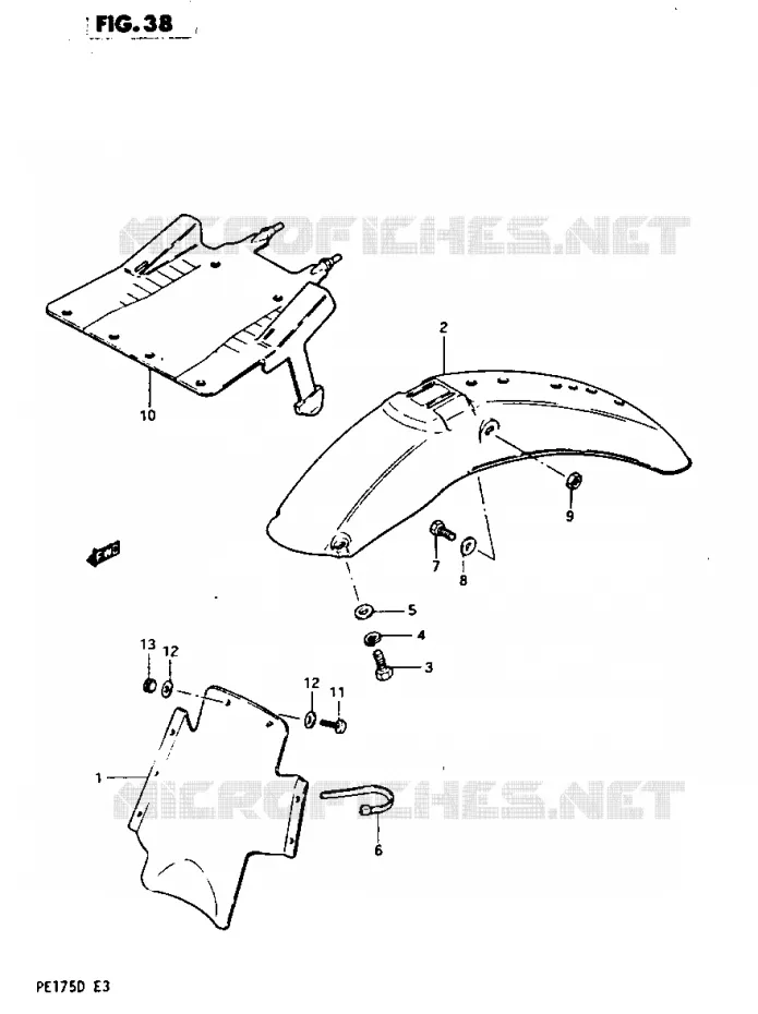 ACHTERSPATBORD Suzuki MOTO 175 PE 1982  PE175Z(Z/D)