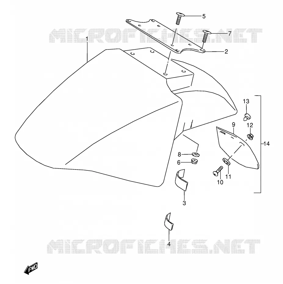 FRONT FENDER (MODELE J/K/L/M/N/P/R) Suzuki MOTO 600 GSX-F 1996  GSX600FUT(E2)