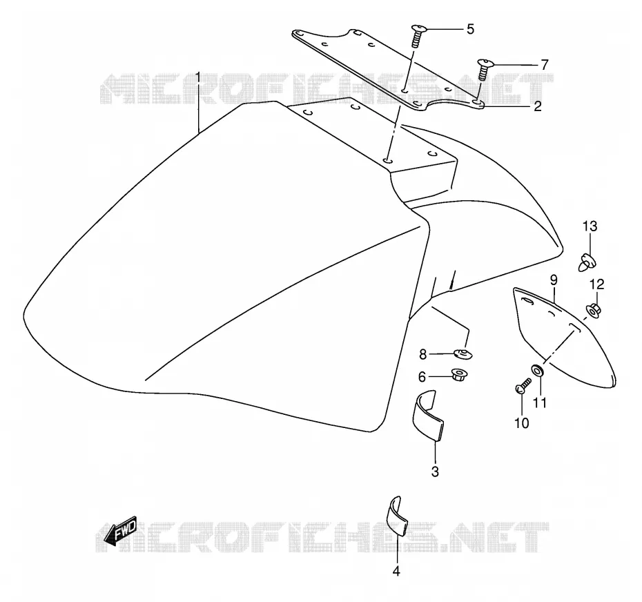 FRONT FENDER (MODELE K/L/M/N/P/R) Suzuki MOTO 750 GSX-F 1993  GSX750FP(E2)