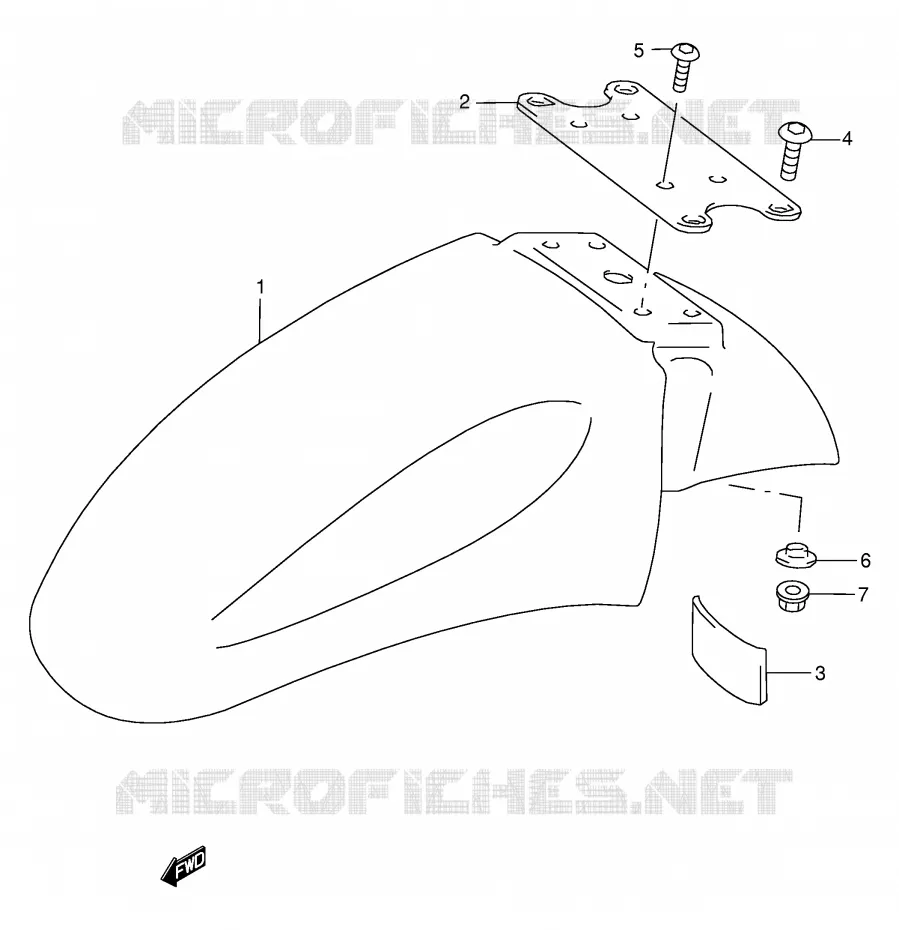 FRONT FENDER (MODELE W/X/Y/K1/K2) Suzuki MOTO 600 GSX-F 1998  GSX600FW(E2)